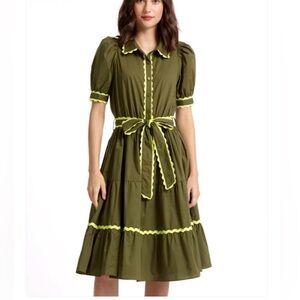 Stellah Ric Rac Olive Dress Size Medium